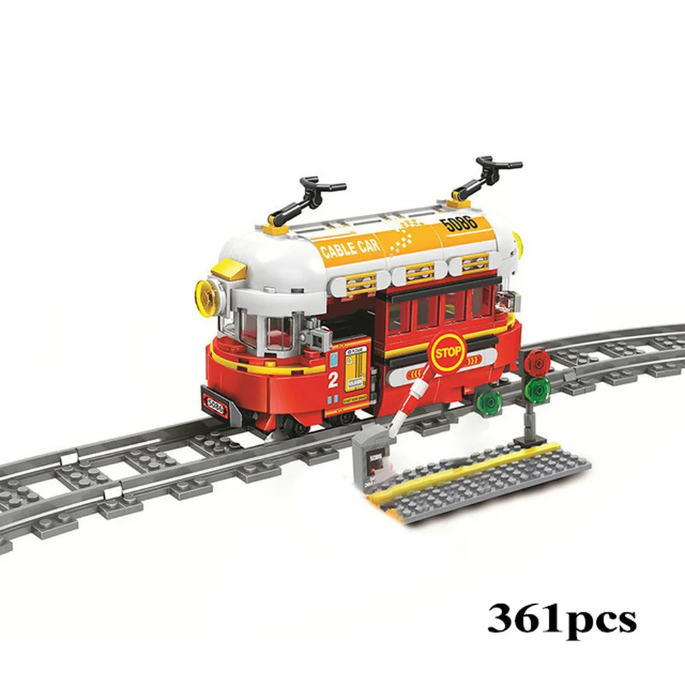 DIY город МОС серия поезд с треками строительные блоки железнодорожная