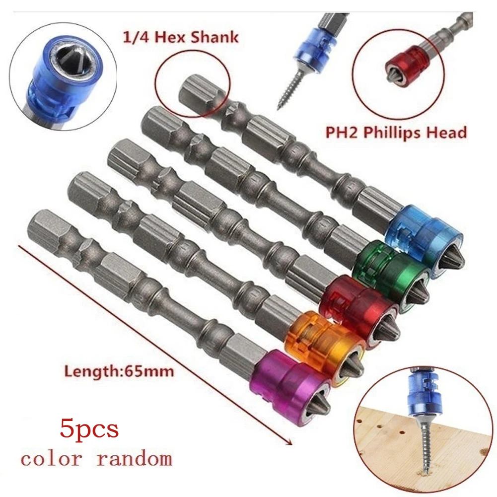 

5Pcs/Set 1/4" Hexmagnetic Screwdriver Bit Set Shank Magnetic Screwdriver Bits Electric Power Driver Bit Set For Machine Tools