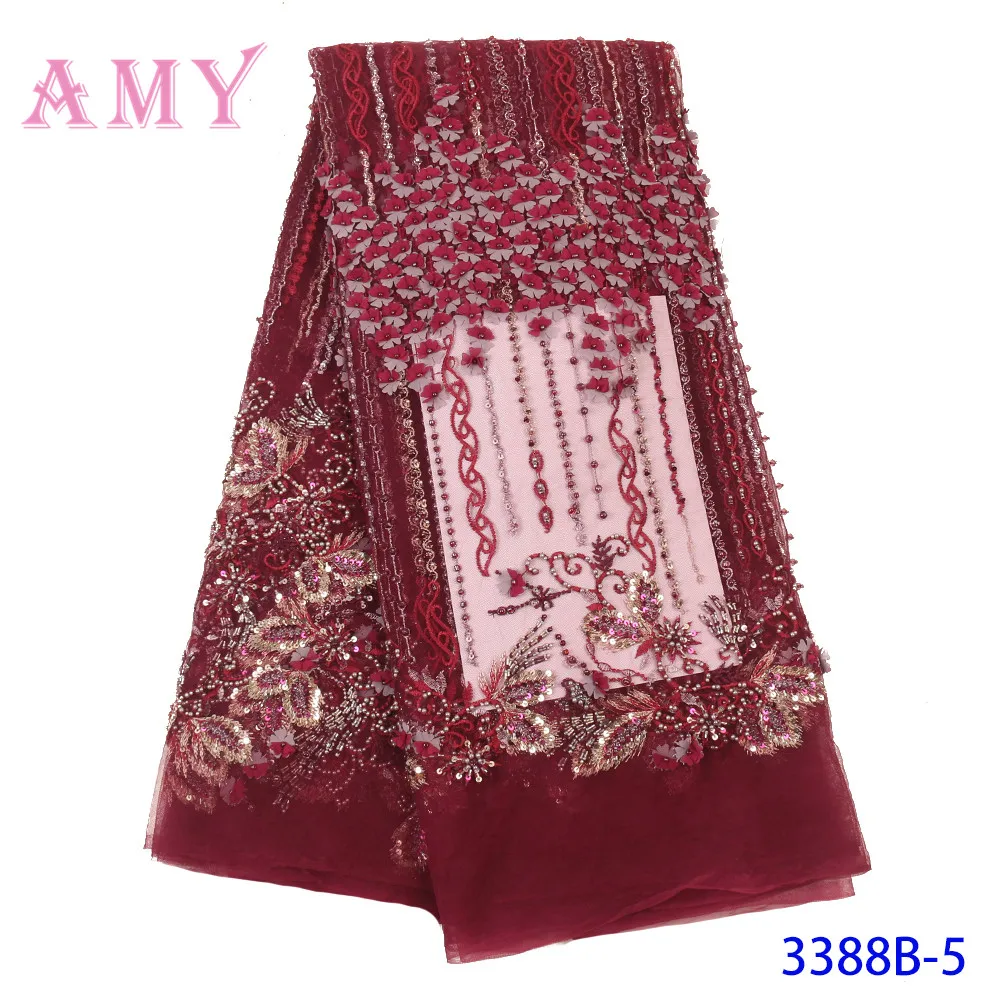 

French Lace Fabric Beaded African Lace Fabric 2020 High Quality Lace Embroidered Fabric for Nigerian Wedding Dress AMY3388B