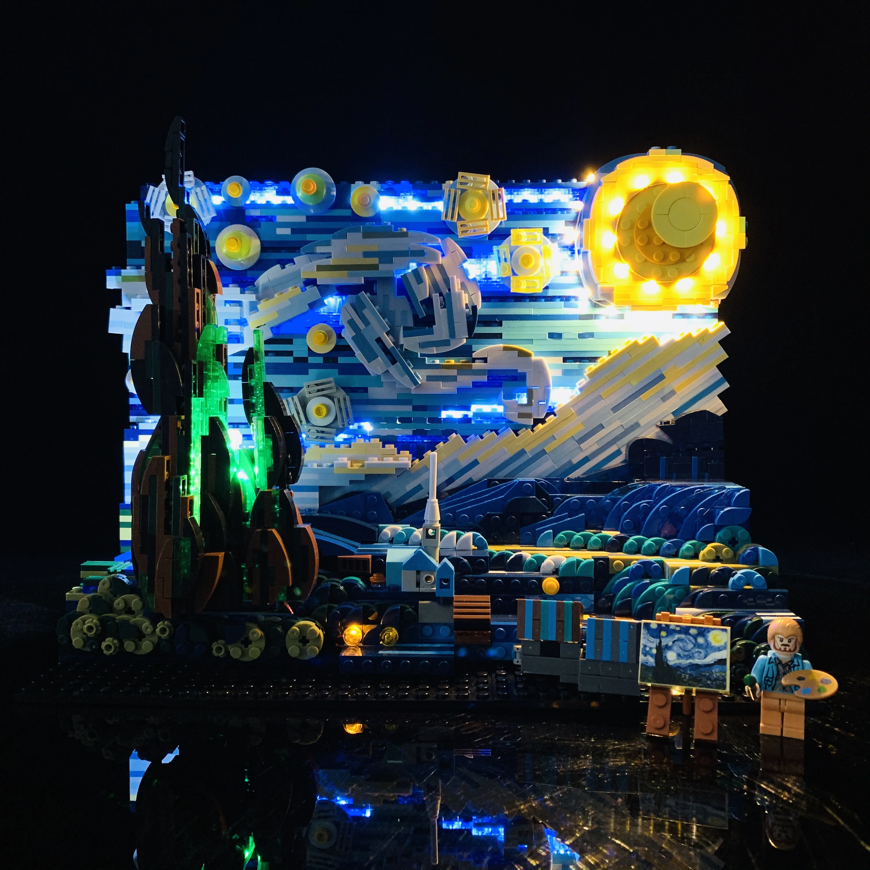Juego de pintura de mosaico de Arte de p&iacute;xel MOC, piezas de luz, obra maestra del mundo, bloques de construcci&oacute;n, regalo para ni&ntilde;o-4