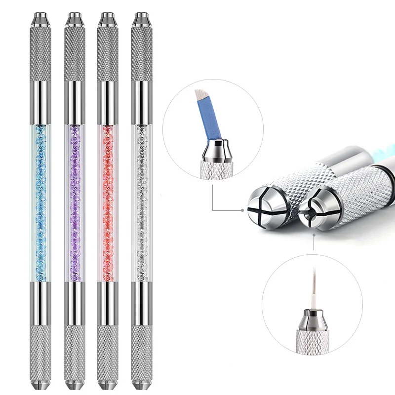 

1PC Microblading Handles Manual Pen Flat and Round Needle Blade Tebori Pen Permanent Makeup Double Head Eyebrow Embroidery Hand
