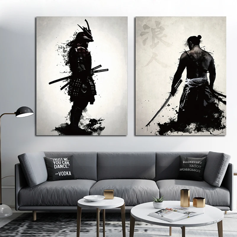 Japanese Samurai Graffiti Art Poster Painting Printed On Canvas Home Decor Cuadros For Living Room Wall Posters | Дом и сад