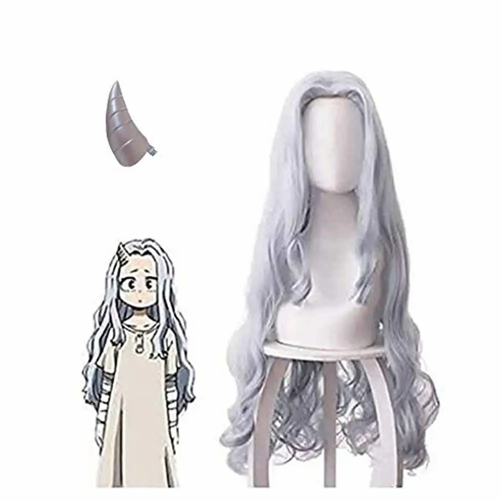 

CosNoble Eri Cosplay Wig with Clip Horn Anime My Hero Academia Costume Hair pin Eri Grey Headdress