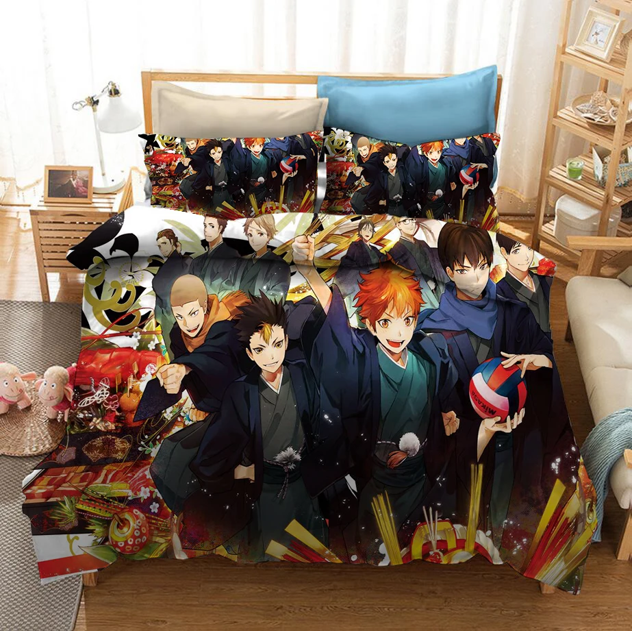 Anime Haikyuu 3D Printed Comforter Bedding Set Duvet Covers Set Home Queen King Single Size Luxury Kids Gift Cartoon  3 Pcs Cute images - 6