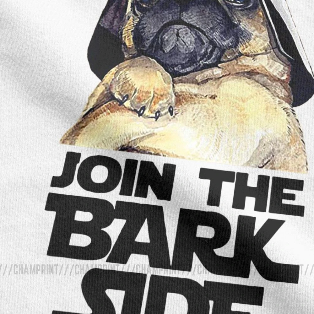 Смешная футболка для мужчин Enjoin The Bark Side Pug с коротким рукавом принтом круглым