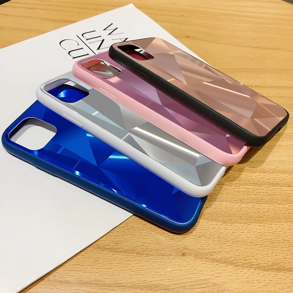 

Diamond 3D Bling Mirror Cases for IPhone 11 Pro Max Soft Rubber Slim Fit Shockproof Matte Back Cover for Iphone 11