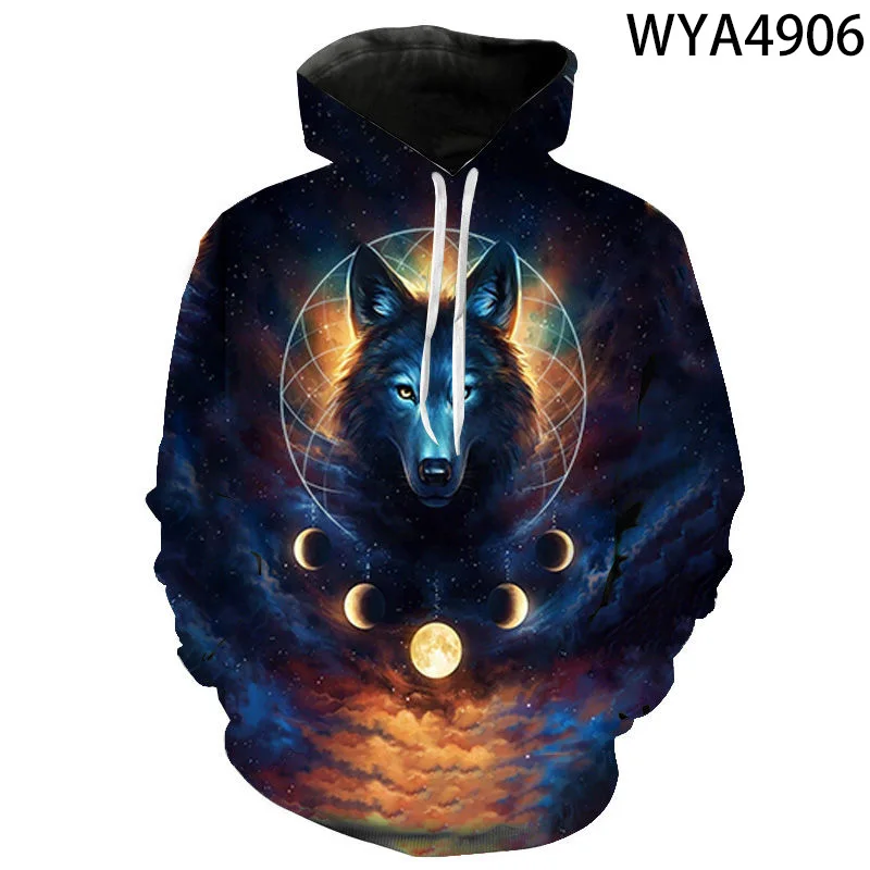 

Новинка 2022, свитшоты для мужчин, женщин, детей, Модный пуловер с 3D-принтом волка, животных, худи для мальчиков и девочек, мужские пуловеры