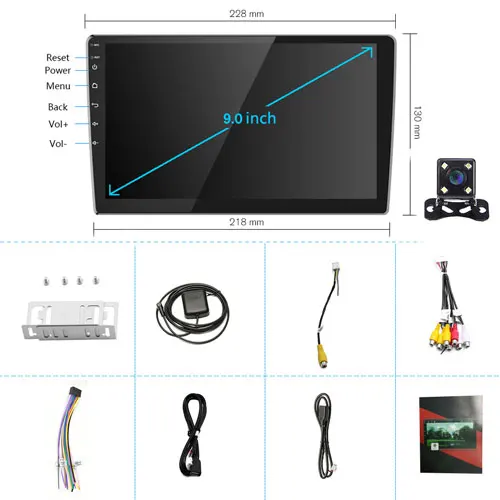 Podofo 2din Автомагнитола 10," дюймов Android8.0 Система Авто Стерео 2.5D экран Bluetooth wifi gps четырехъядерный 1+ 16 ГРОМ для Универсальный - Цвет: 9inch 4 LED Camera