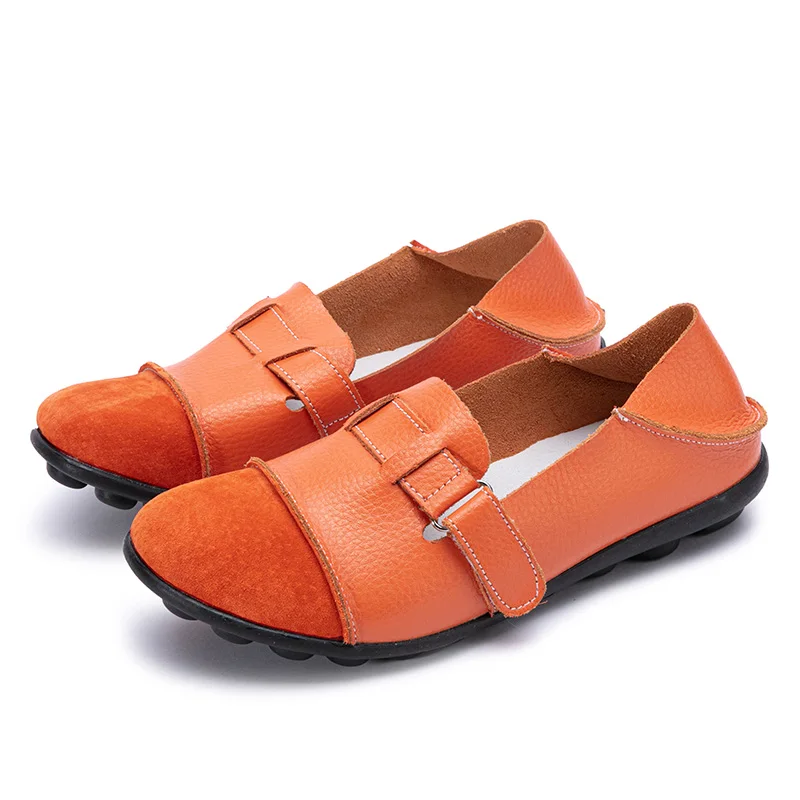 Woman New Fashion Cow Split Casual Shoe Ladies Comfy Soft Leather Loafer Moccasins Mujer Slip-on Flat Shoe Plus Size More Colors
