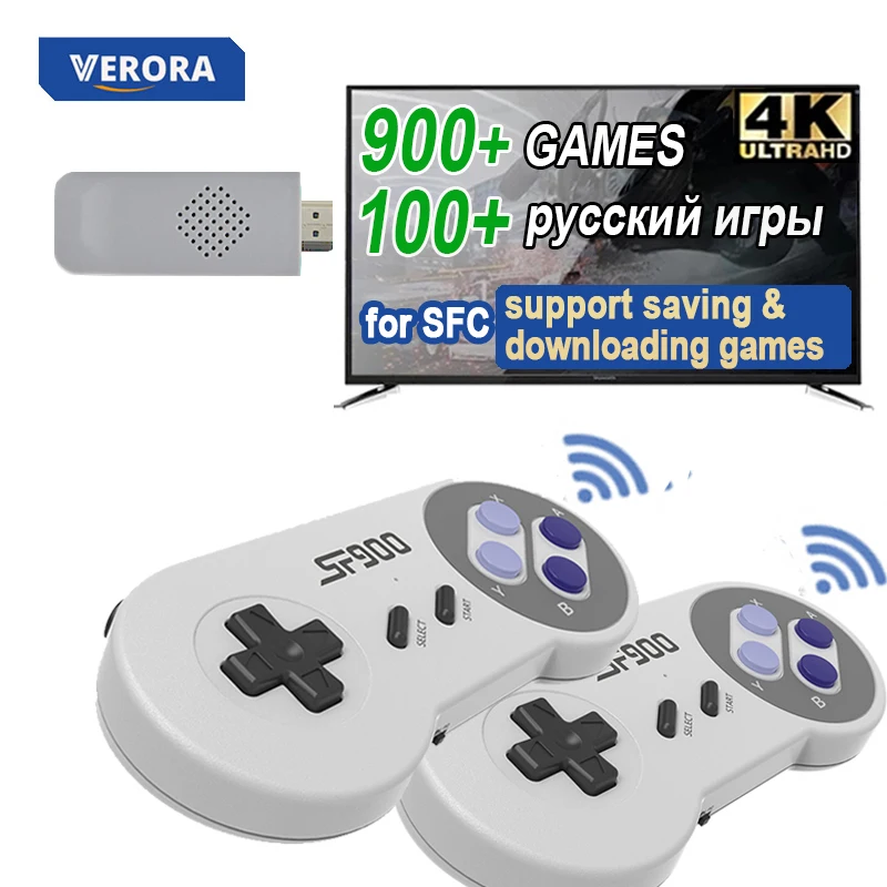 

VERORA Wireless Console For SNES NES 300 + 16 Bit Russian Dendy Genesis Game Stick HDMI-compatible Retro 900+ Game For SFC Drive