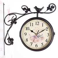 wrought iron decoration clock living room fashion creative double sided clock wrought iron products silent clock wall clock