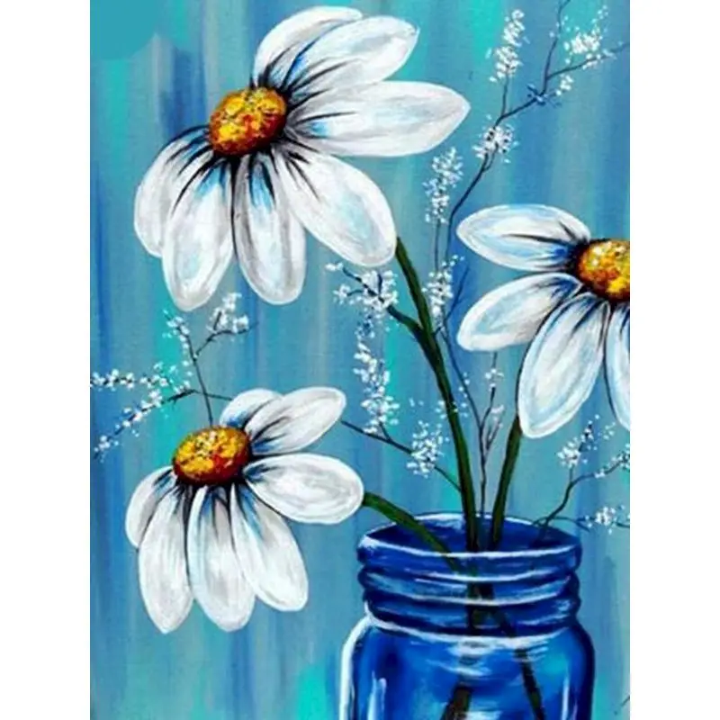 

GATYZTORY 5D DIY Diamond Painting Flower Rhinestones Pictures Diamond Embroidery Cross Stitch Mosaic Crafts Kit
