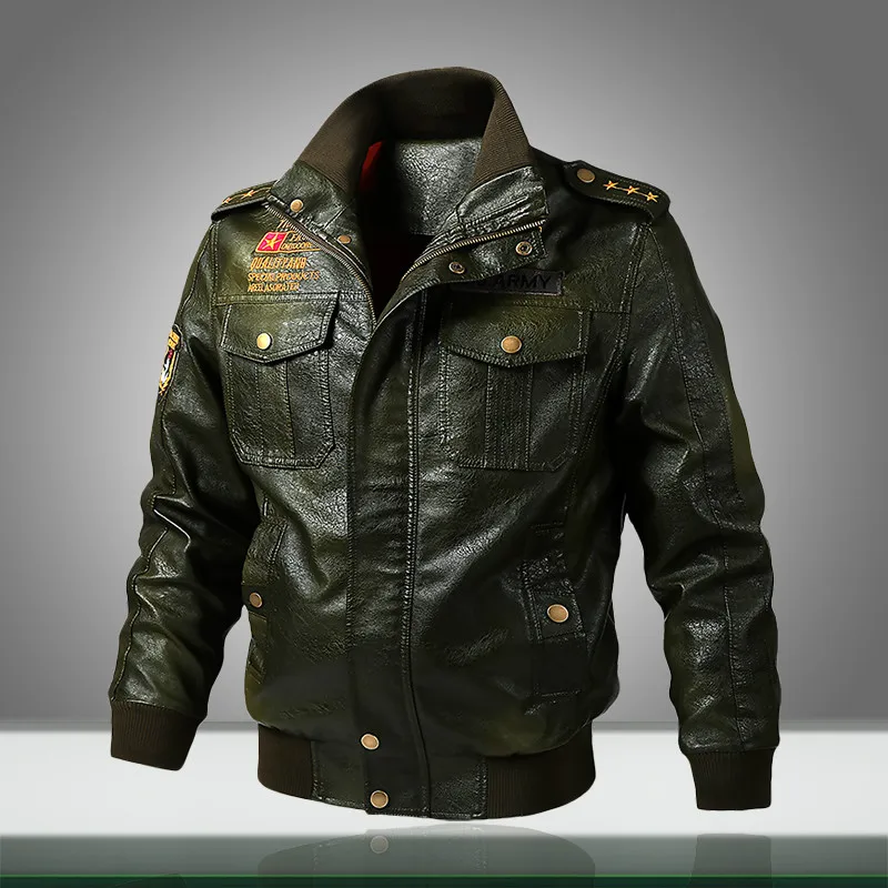 

Mens Motorcycle Jacket 2020 Autumn Winter New Male Vintage Biker PU Leather Jackets Embroidery Zipper Bomber Coat Plus Size 6XL