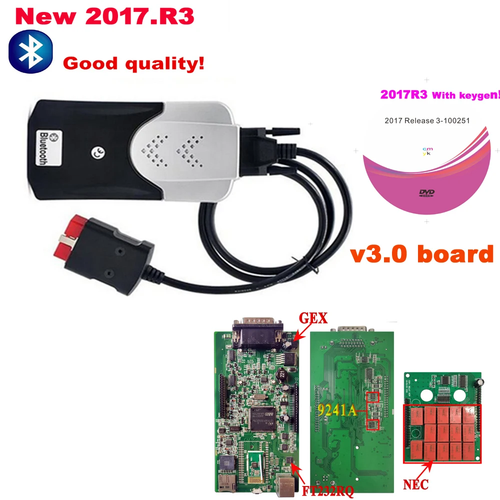 Диагностический сканер obd2 vdijk pro с USB 2017.R3 keygen VD Best V3.0 PCB vd для delicht | Автомобили и