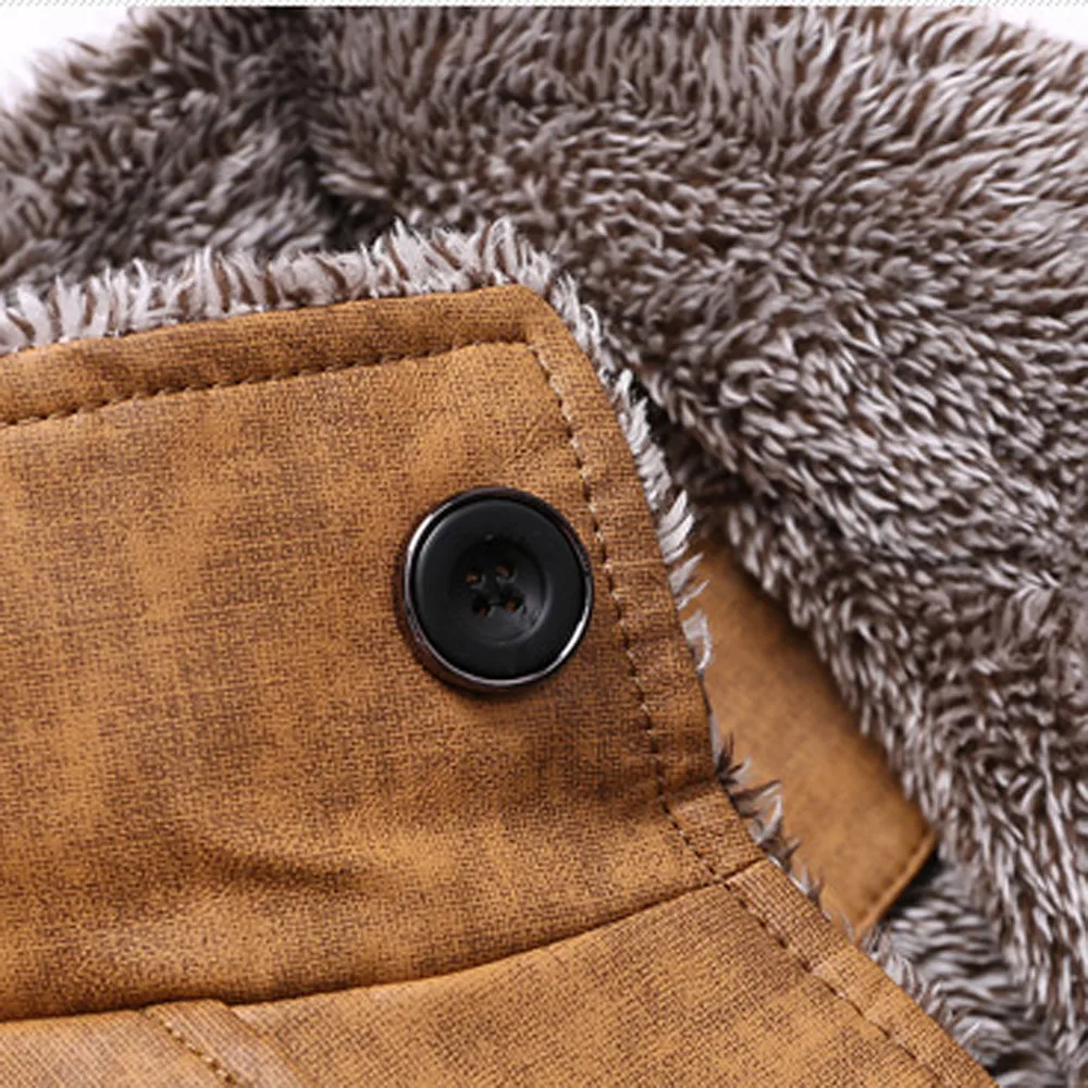 

men's winter jacket fashion men's autumn and winter casual button warm leather warm coat coat warm top