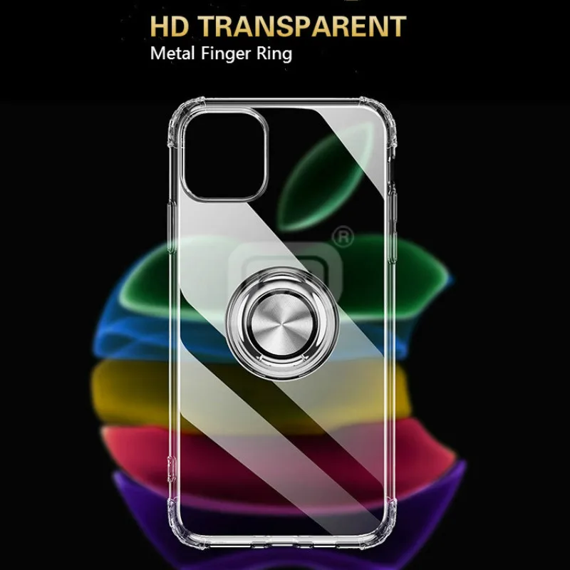 Для iPhone 11 Pro Max Прозрачный чехол для телефона выталкиваемое кольцо мягкое