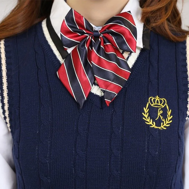 Новинка вязаный жилет Униформа колледжа с вышивкой в британском стиле