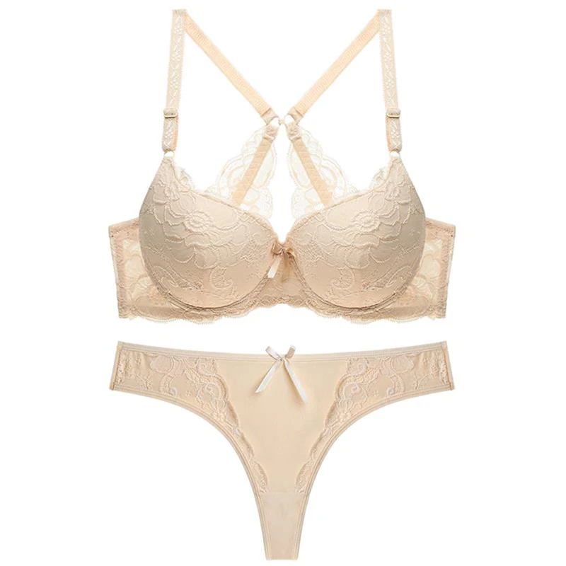 

Women Bra Panties Push Up Bra and Thong Set Intimate Adjusted Straps Lace Underwear Feminina Women Underwear 34 36 38 40 42