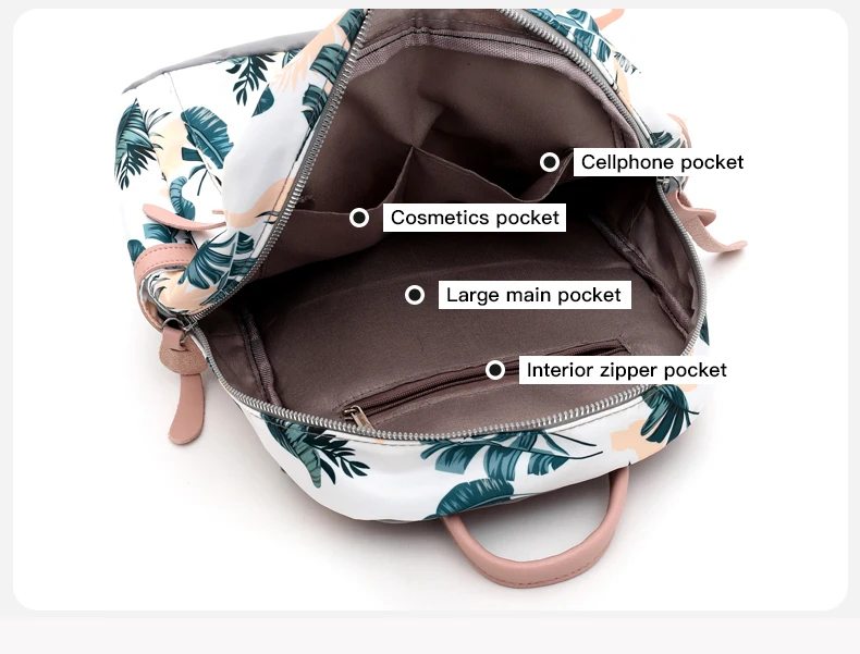 Women Backpack Flower Printing School Backpacks For Teenage Girls Nylon Bookbags Lady Daily Travel sac Shoulder Bags XA511H