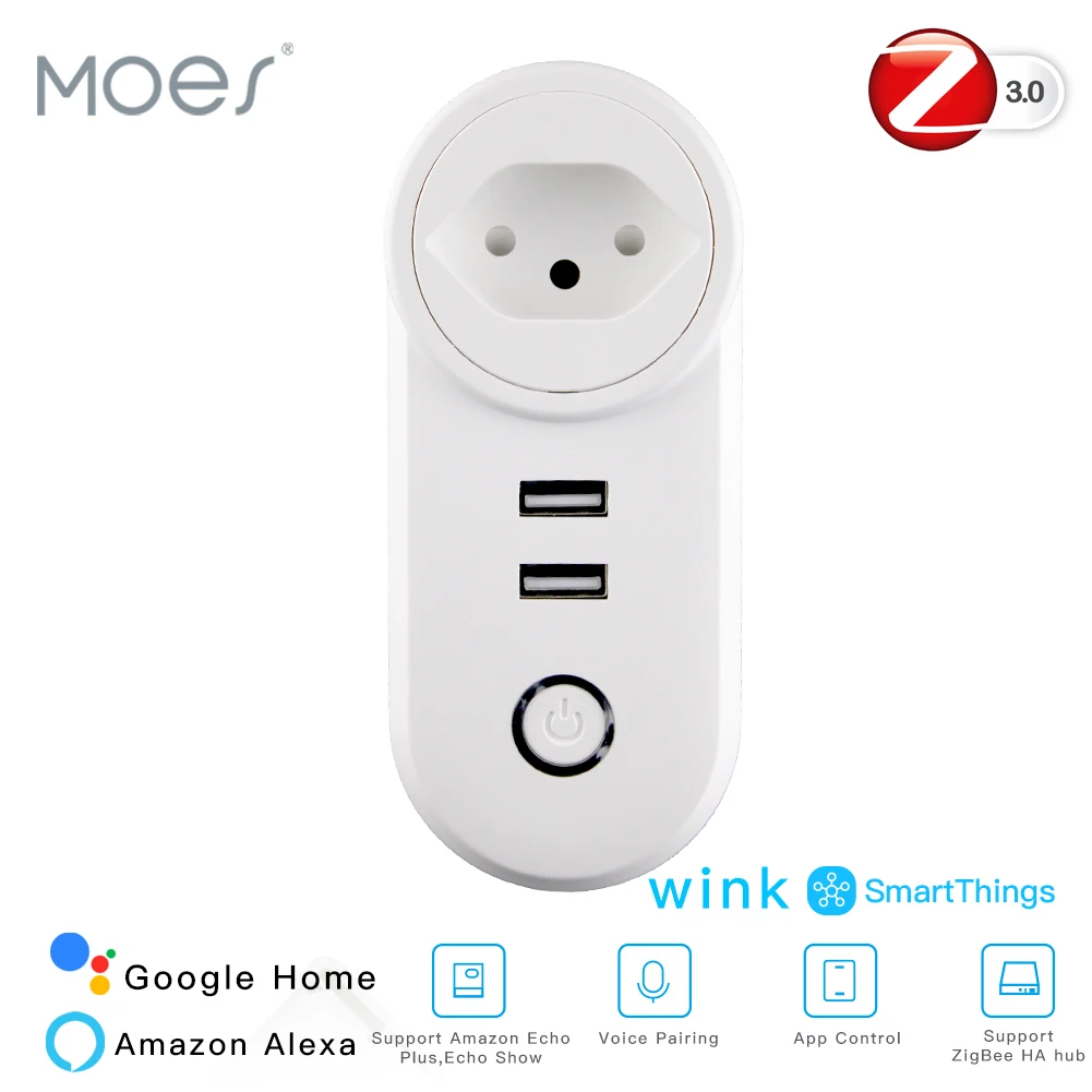 CH ZigBee3.0 двойной USB беспроводной разъем SmartThings приложение дистанционное
