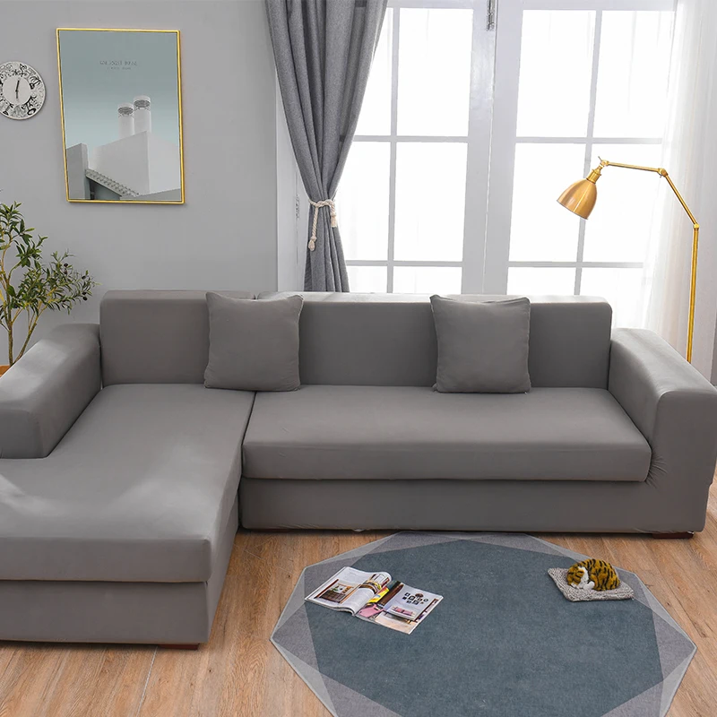 

Funda de sofá de color gris / funda de sofá de 1/2/3/4 asiento con funda de cojín de una pieza