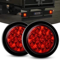 2pcs smoke lens 4 round 12 led red brake stop tail light grommet plug for truck trailer rv ute utv car accessories led lights
