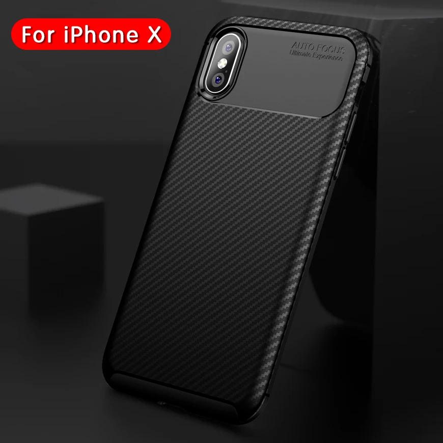 Противоударный мягкий матовый Силиконовый чехол из углеродного волокна для iPhone