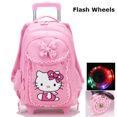 Flash wheels Детские школьные сумки hello kitty, Детские рюкзаки, чемодан на колесиках для девочек, рюкзак Mochila Infantil Bolsas Zaini Scuola - Цвет: Flash wheels