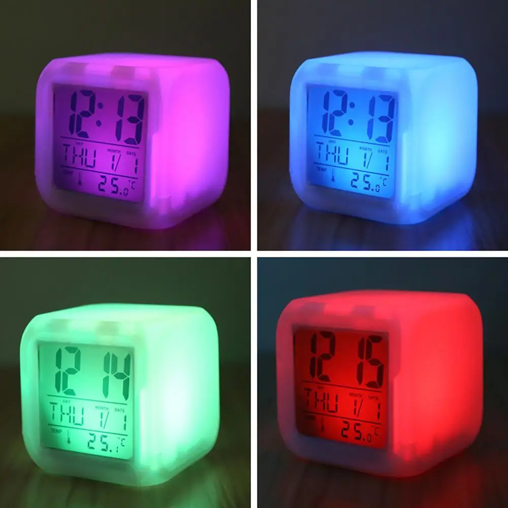 

Calendar Alarm Clock Modern Square LCD Clock Decoration for Bedroom