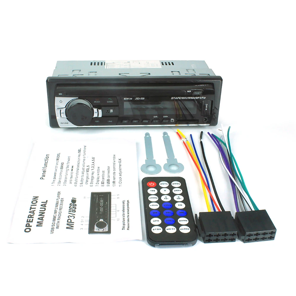 

Bluetooth Autoradio 12V Car Stereo Radio FM Aux-IN Input Receiver SD USB JSD-520 In-dash 1 din MP3 Multimedia Player