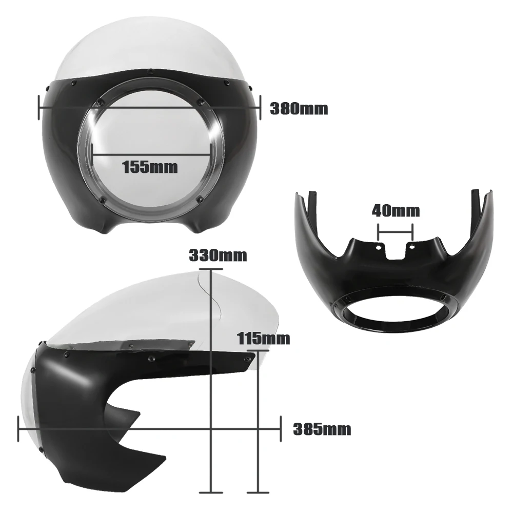 

Headlight Fairing Cowl Mask Windscreen Windshield Wind Screen Cafe Racer For Sportster XL883 XL1200 XL 883 1200 Dyna 5 3/4