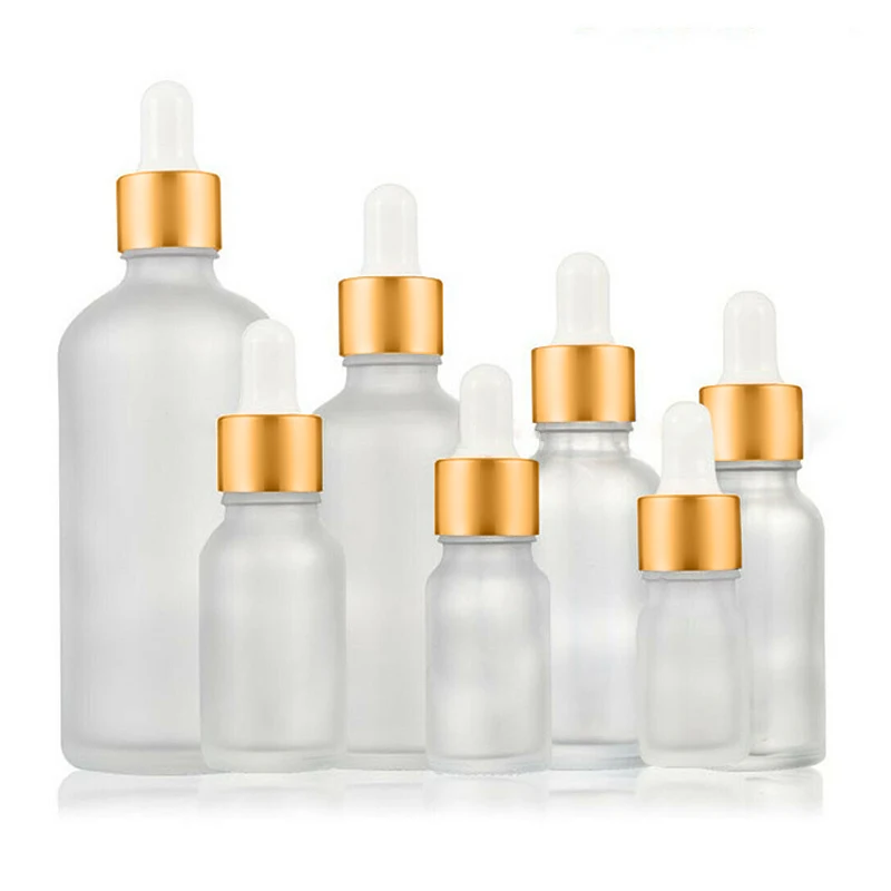 

5pcs 5/10/15/30/50/100ml Glass Dropper Bottles Cosmetic Perfume Container For Essential Oils Massage Pipette Bottles Refillable