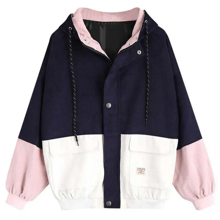 

Outerwear Coats Jackets Corduroy Patchwork Oversize Jackets Autumn Jacket Women Chaqueta Mujer Ceket Streetwear Coat Windbreaker
