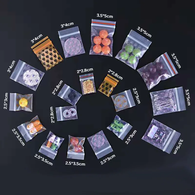 200 шт./лот маленькие прозрачные пакеты на молнии с мультяшным принтом