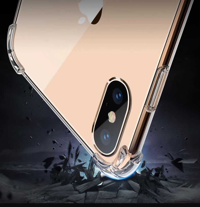 Ударопрочный прозрачный силиконовый чехол для iPhone 11 Pro X XS Max XR Прозрачная