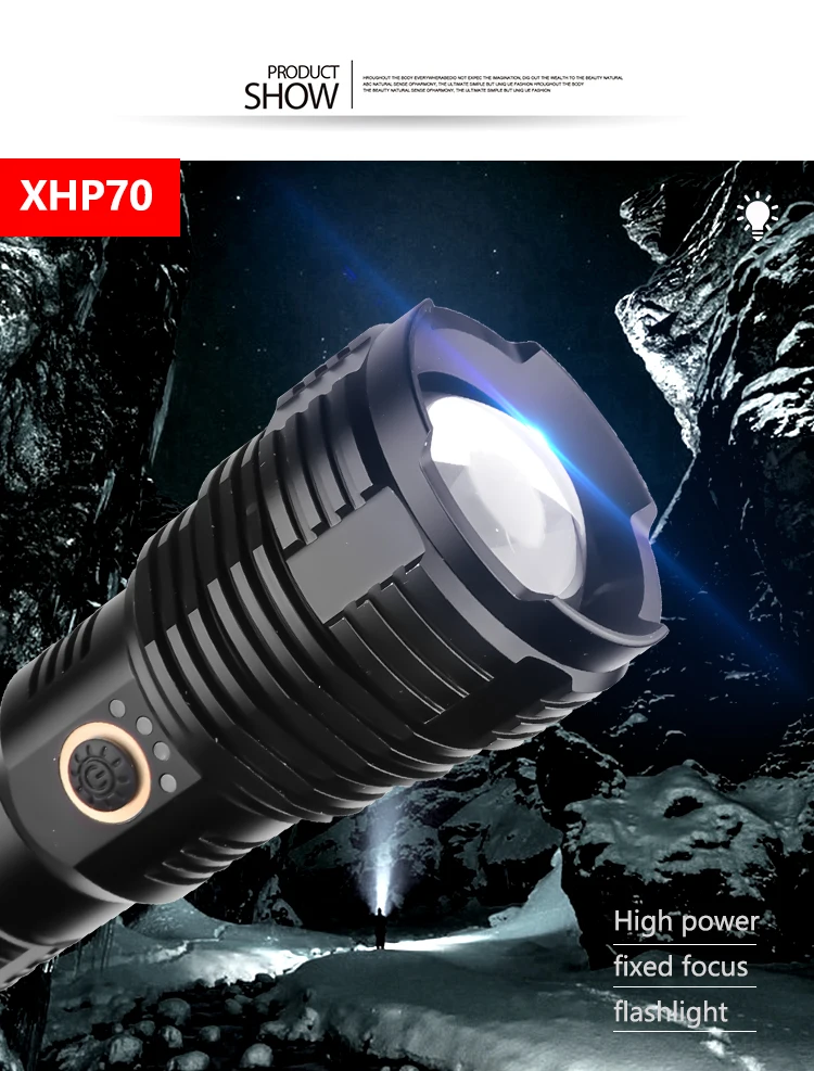 Самый мощный светодиодный фонарь с приближением XHP70 USB Перезаряжаемый водонепроницаемый фонарь 18650 26650 для рыбалки и кемпинга