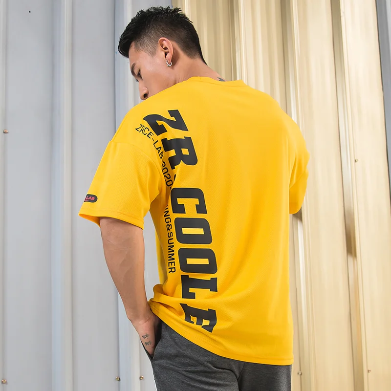 2020Fashion t-shirt Mens Short Sleeves T-Shirt Fitness Casual Print Letter Tees Men's Streetwear Shirt Bodybuilding hip hop Top | Мужская