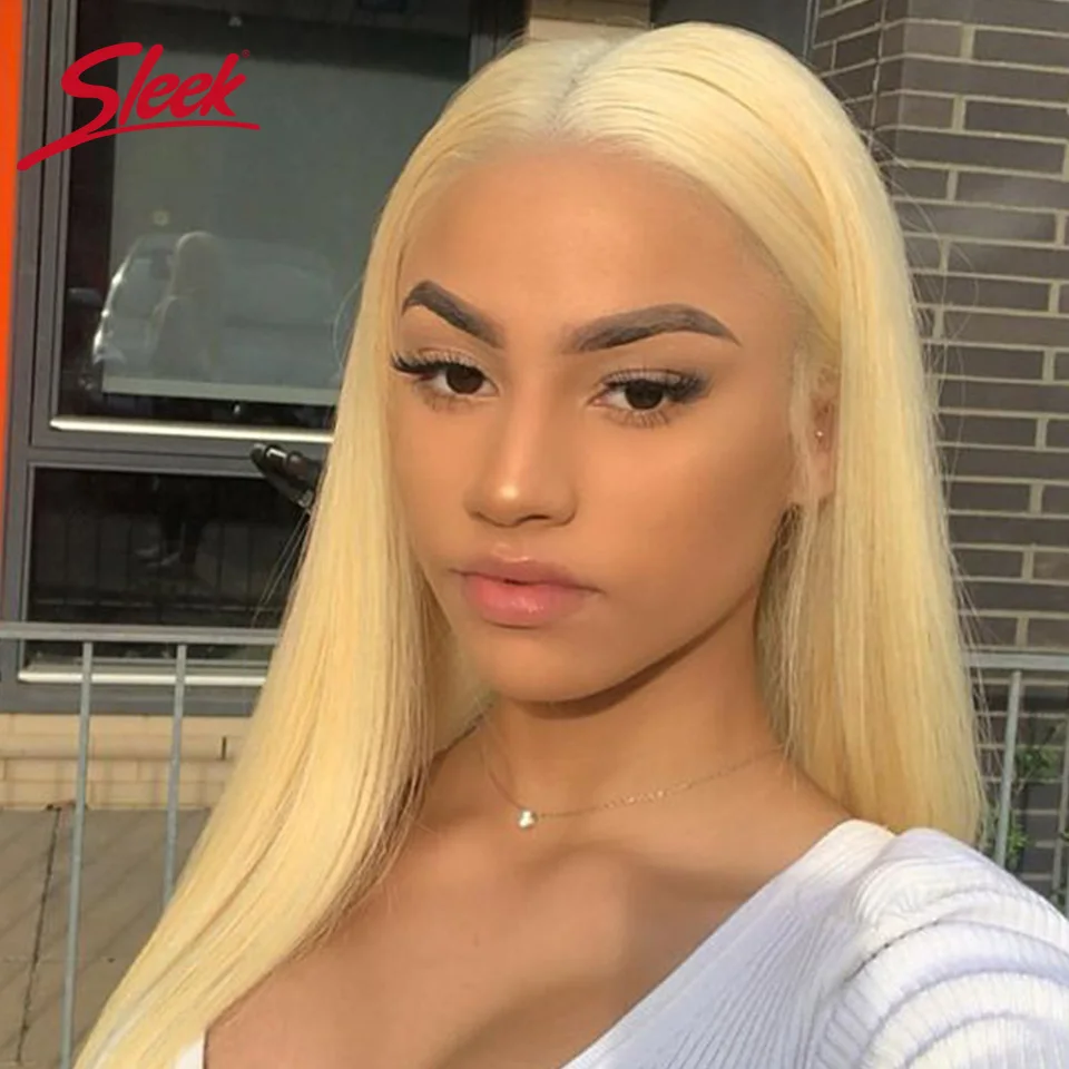 Гладкие короткие парики из человеческих волос Блонд 613 кружевные человеческие