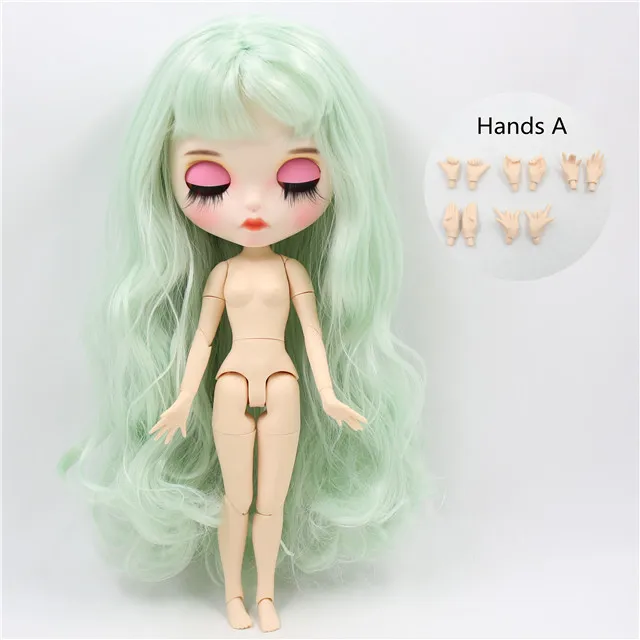 doll with hands A ICY factory blyth кукла на заказ, индивидуальная кукла, лицо, белая кожа, соединение тела, bjd, матовое лицо, бледно-зеленые волосы, 30 см, 1/6 игрушка - Цвет: doll with hands A