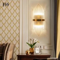 fss modern gold glass wall sconce led light bedside for bedroom living room home crystal lamp bathroom fixtures