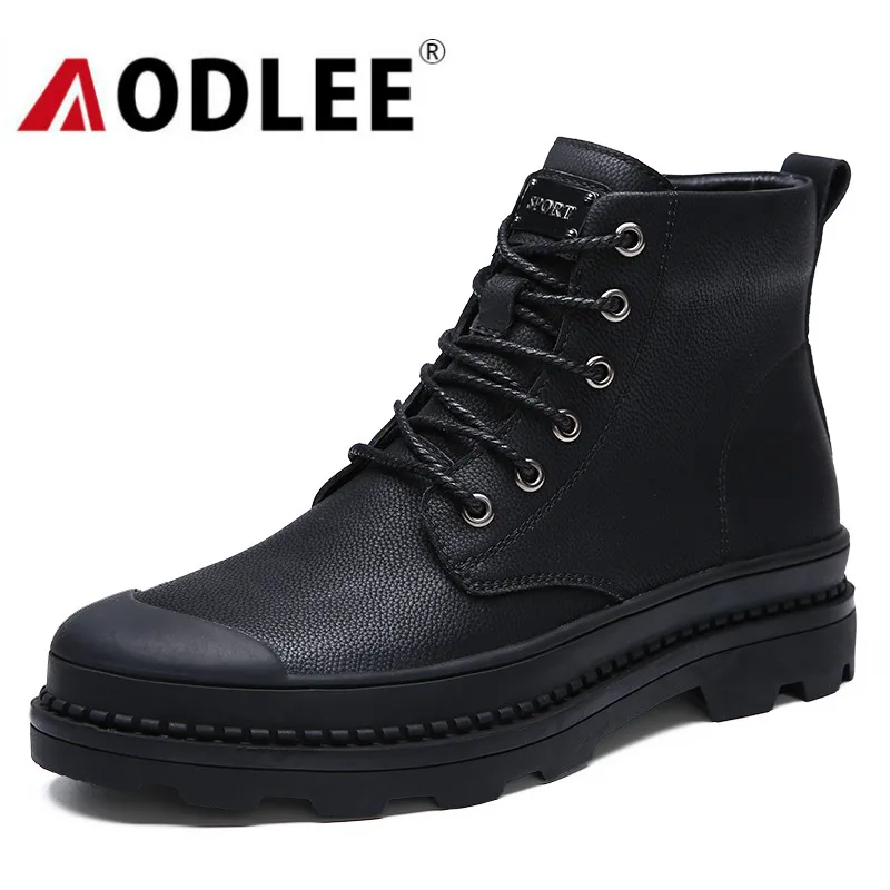 AODLEE/мужские зимние ботильоны с плюшем на меху теплые Полуботинки Повседневная