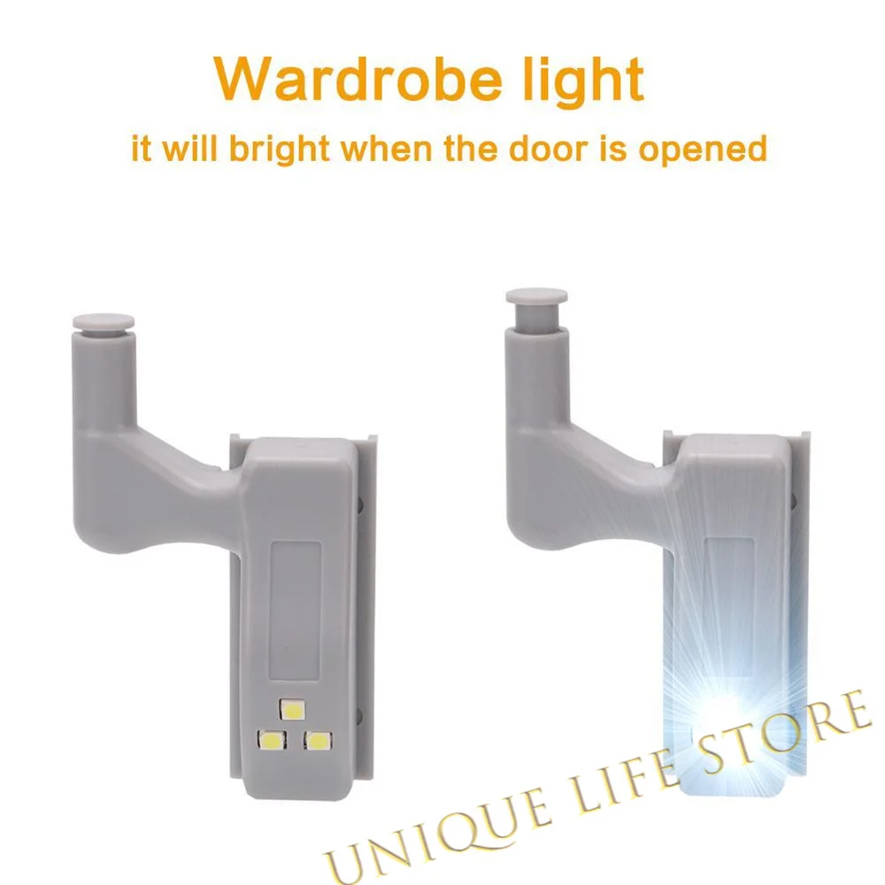 10pcs universal cabinet hinge led light kitchen cupboard door light closet wardrobe sensor night lamp home living room lighting free global shipping