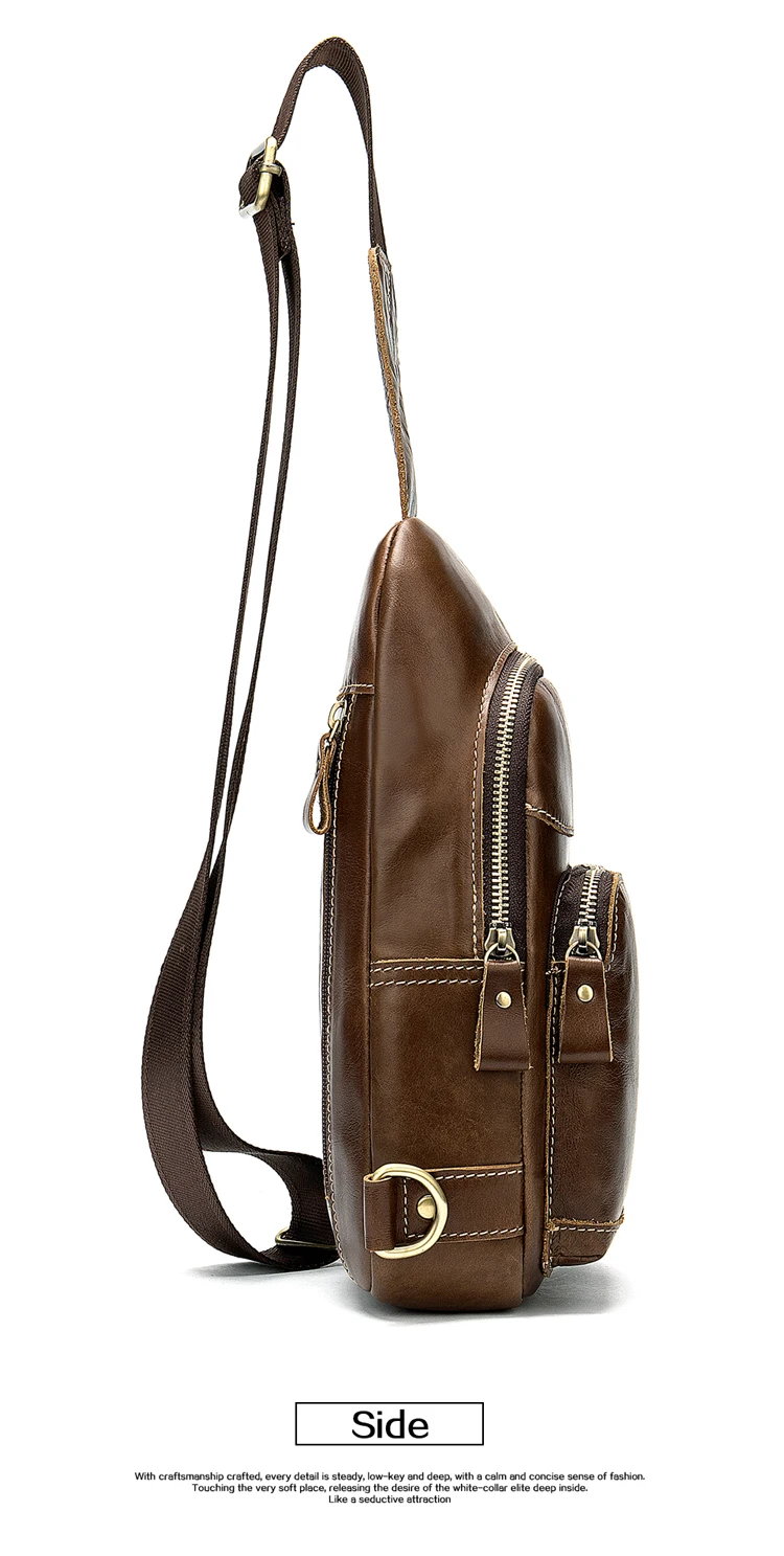 Нагрудные сумки из натуральной кожи для мужчин сумка на одно плечо с usb-зарядкой