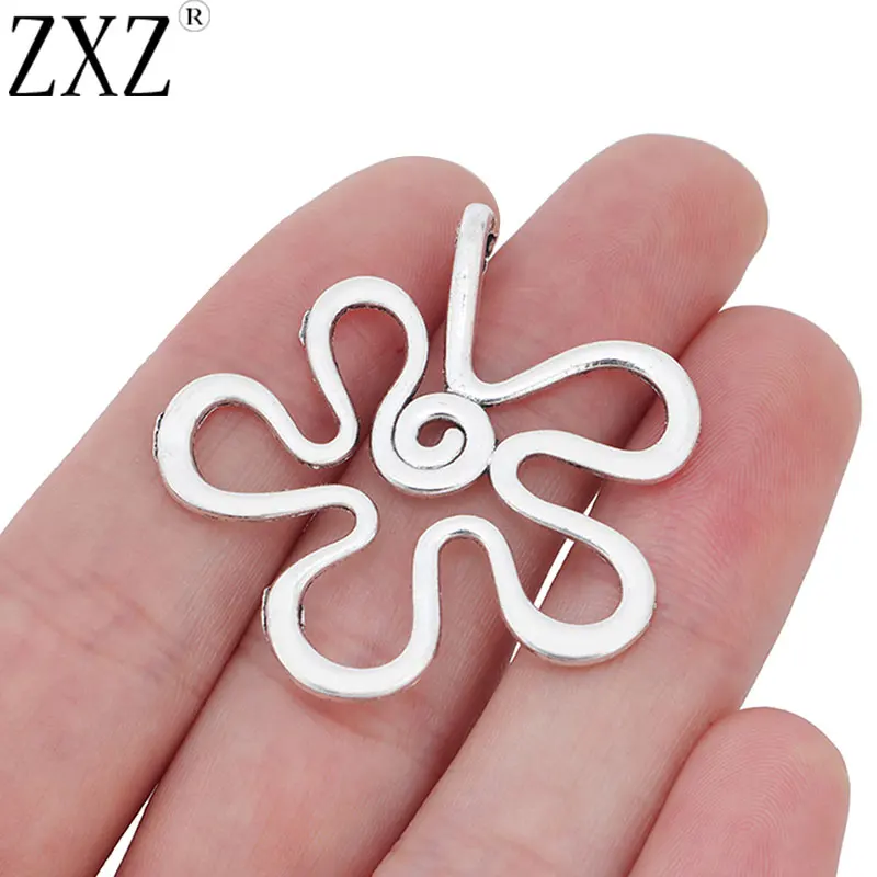 ZXZ 10pcs Tibetan Silver Boho Open Flower Spiral Design Charms Pendants for Necklace Bracelet Jewelry Making Findings | Украшения и