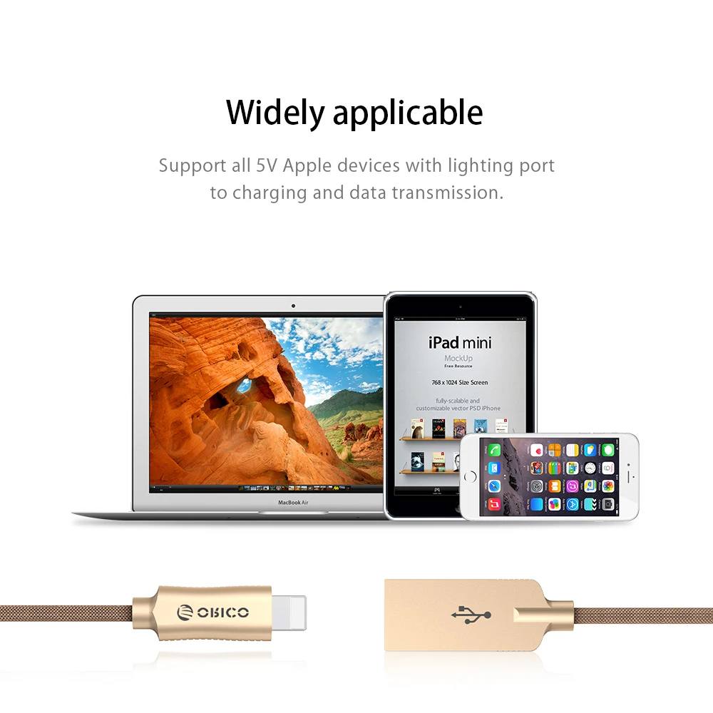 ORICO USB-A-Lighting 8 PIN USB кабель для iPhone iPad iPod 2.4A USB2.0 кабель для зарядки и синхронизации данных для устройств Apple 1 метр цинк