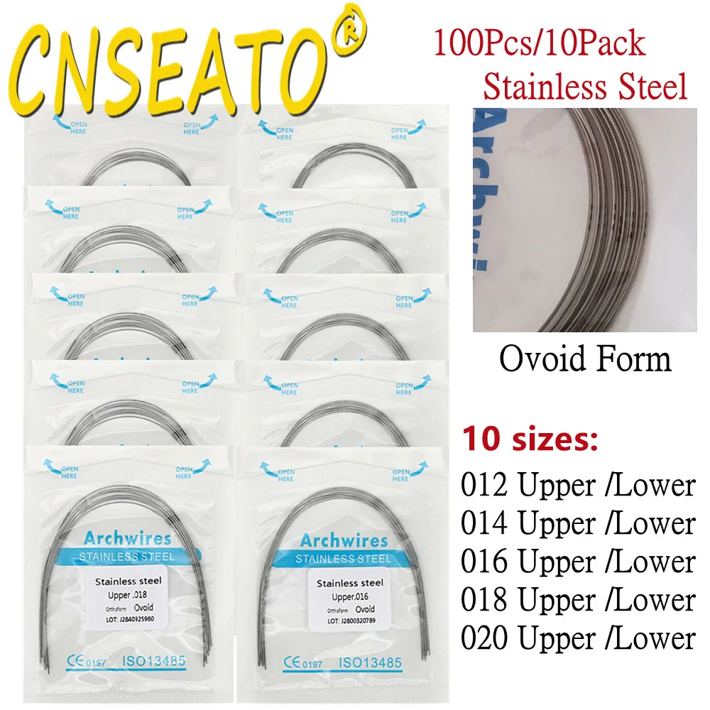 

10Pack Dental Arch Wires Stainless Steel Round Orthodontic Arches Ovoid Form Dentistry Products Teeth Treatment Archwire Dentist