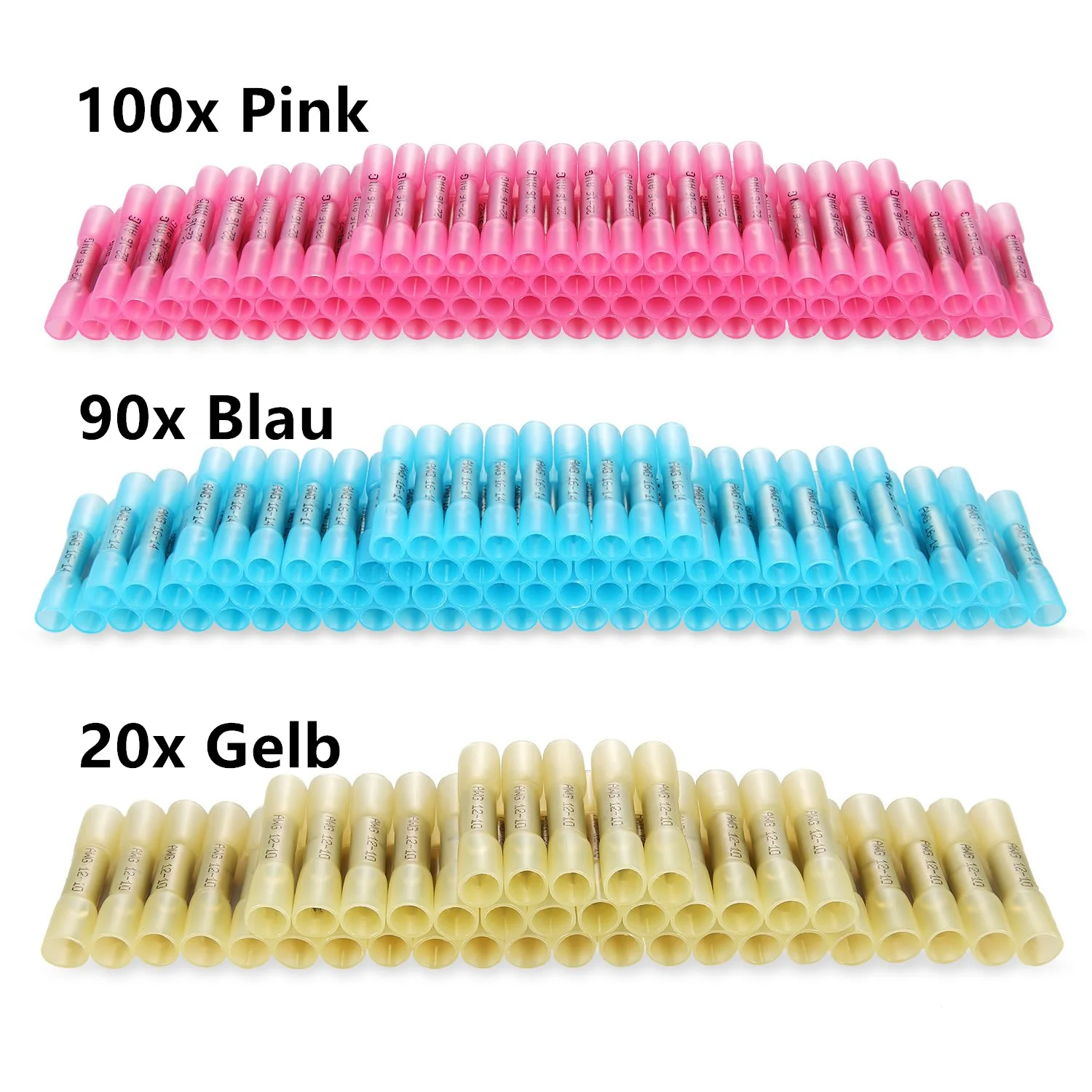 300/2100/120X AWG 22-10 водонепроницаемые термоусадочные стыковые соединители Электрический Кабельный соединитель обжимные клеммы провод соединитель ассортимент - Цвет: 210Pcs