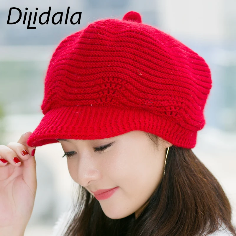 Dilidala осенне зимняя теплая вязаная шапка Женская шерстяная корейская мода