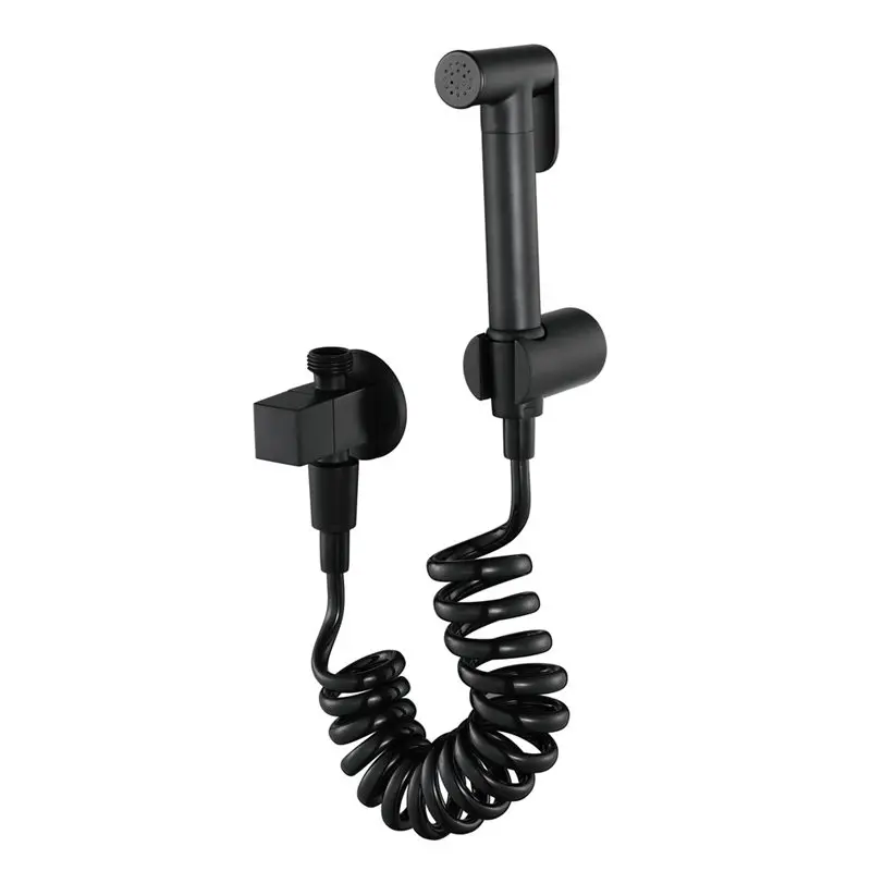 Free Shipping Matte Black Brass Handheld Bidet Spray Toilet Shattaf Sprayer Douche kit Jet Tap Holder Hose | Обустройство дома