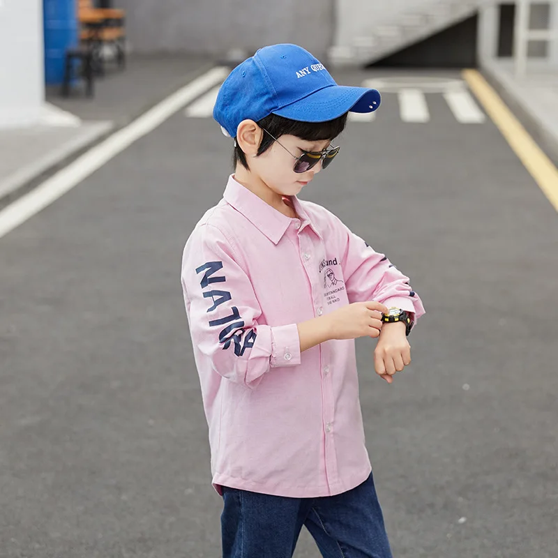 Рубашки с длинными рукавами для больших детей от 3 до 13 лет рубашка воротником